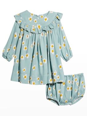 Stella McCartney Mint Green Daisy Ruffle Dress with Bloomers